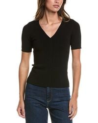 3.1 Phillip Lim - Compact Rib Short Sleeve V-Neck Top - Lyst