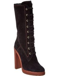 Tod's - Tods Shearling & Leather Platform Boot - Lyst