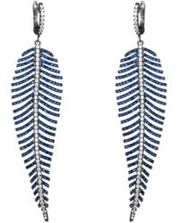 Eye Candy LA - Luxe Collection Rhodium Plated Cz Feather Drop Earrings - Lyst