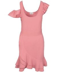 McQueen - Compact Knit Mini Ruffle Dress - Lyst