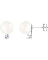Splendid - 14k 0.06 Ct. Tw. Diamond & 6-6.5mm Akoya Pearl Earrings - Lyst
