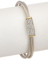 Juvell - 18k Two-tone Plated Cz Twisted Cable Bangle Bracelet - Lyst