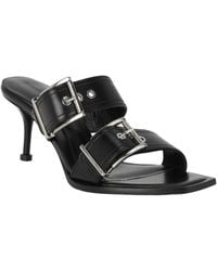 McQueen - Double Buckle Punk Leather Mule - Lyst