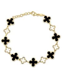 Italian Gold - 14K Onyx Station Chain Bracelet - Lyst