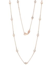 Suzy Levian - 14K Rose 0.50 Ct. Tw. Diamond Station Necklace - Lyst