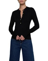L'Agence - Ronda Knit Henley Silk-Blend Pullover - Lyst