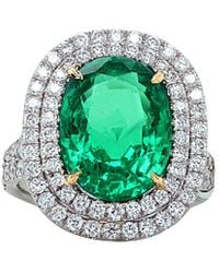 Diana M. Jewels Fine Jewellery Platinum 7.75 Ct. Tw. Diamond & Emerald Ring - Green