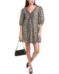 Ganni - Silk-Blend Mini Dress - Lyst