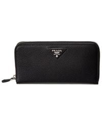 Prada - Large Leather Zip Around Wallet - Lyst