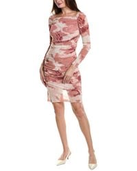 Kenneth Cole - Ruched Mesh Sheath Dress - Lyst