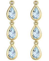 Kai Fine Jewelry - 14K 1.23 Ct. Tw. Diamond & Aquamarine Drop Earrings - Lyst