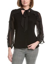 Anne Klein - Ruffle Tie Neck Top - Lyst