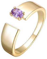 Genevive Jewelry - Rachel Glauber 14K Plated Cz Open Ring - Lyst