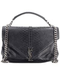 Saint Laurent - Python-Embossed Leather Classic Monogram College Bag Large (Authentic Pre-Loved) - Lyst