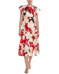 Anne Klein - Petite Flutter Sleeve Tiered Midi Dress - Lyst