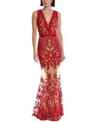 Marchesa - Sleeveless Deep V-Neck Embroidered Gown - Lyst