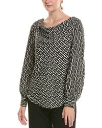 Halston - Printed Cowl Neck Top - Lyst