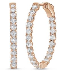 Diana M. Jewels - Diana M. 18K Rose 11.12 Ct. Tw. Lab-Grown Diamond Hoop Earrings - Lyst