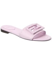 Fendi - Baguette Leather Flat Sanda - Lyst