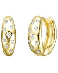 Genevive Jewelry - Rachel Glauber 14K Plated Cz Hoop Earrings - Lyst
