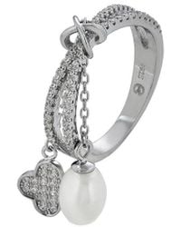 Belpearl - Silver 7-8mm Pearl Cz Ring - Lyst