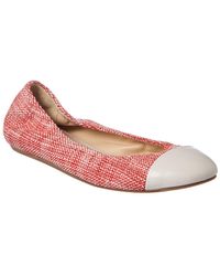 Lanvin Tweed Cap Toe Ballet Flat - Red