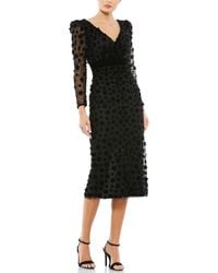 Mac Duggal - Embellished V-Neck Illusion Column Midi Dress - Lyst