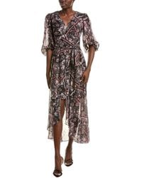 Eliza J - Metallic Clip Chiffon Maxi Dress - Lyst