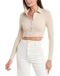 The Range - Brushed Alloy Cropped Button Turtleneck Top - Lyst