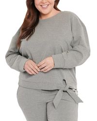 NYDJ Plus Tie-front Sweatshirt - Grey
