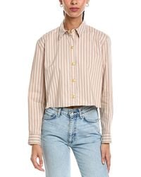 L'Agence - Cosette Crop Hi Low Shirt - Lyst