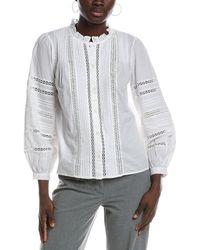 Madewell - High Neck Lace Insert Pintuck Top - Lyst