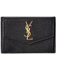 Saint Laurent - Uptown Leather Card Case - Lyst
