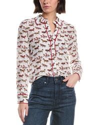 Alice + Olivia - Willa Placket Silk Top - Lyst