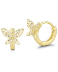 Glaze Jewelry - 14k Over Silver Cz Butterfly Huggie Earrings - Lyst