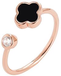 Adornia - 14K Rose Plated Crystal Adjustable Clover Ring - Lyst