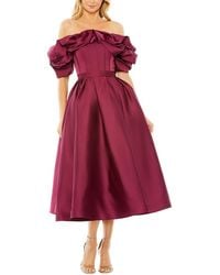Mac Duggal - Off The Shoulder Tea Length Dress - Lyst