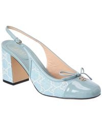 Gucci - Gg Denim & Patent 76 Slingback Pump - Lyst
