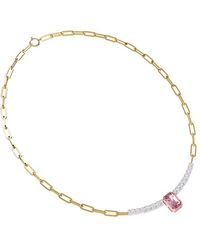 Lab Grown Diamonds - 14K 4.46 Ct. Tw. Lab-Grown Diamond & Gemstone Paperclip Necklace - Lyst