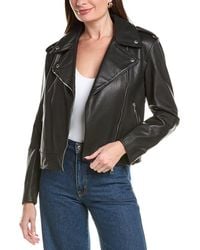BOSS - Sandy Leather Moto Jacket - Lyst