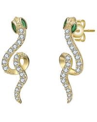 Rachel Glauber - 14K Plated Cz Drop Earrings - Lyst