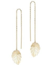 Ember Fine Jewelry - 14k Banana Leaf Threader Earrings - Lyst