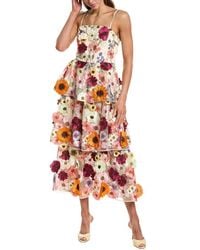 Endless Rose - 3D Floral Tiered Midi Dress - Lyst
