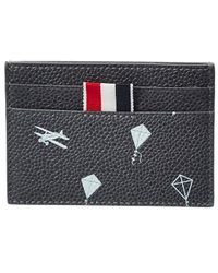 for Men Grey Mens Accessories Wallets and cardholders Thom Browne Logo Leather Bifold Wallet in Grey 