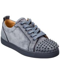 Christian Louboutin Louis Junior Spikes Orlato Suede Trainer - Grey