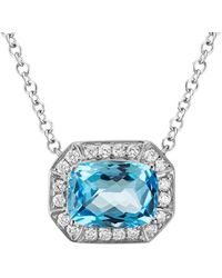 Diamond Select Cuts - 14k Diamond .16 Ct. & 1.85 Ct. Blue Topaz Necklace - Lyst