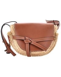 Loewe - Leather & Raffia Gate Shoulder Bag Small (Authentic Pre-Loved) - Lyst