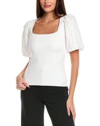 Tahari - Mixed Media Blouson Top - Lyst
