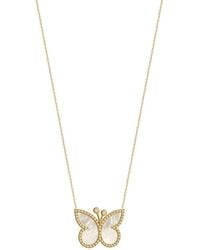 Gabi Rielle - 14K Over Pearl Cz Butterfly Necklace - Lyst