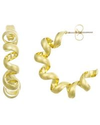 Adornia - 14K Plated Lightweight Coil Hoop Earrings - Lyst